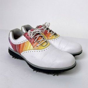 Foot Joy eMerge White Rainbow Leather Lace Up Comfort Womens Golf Shoes Size 7 M
